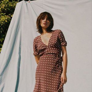 NWT Rouje Paris Aurore Dress in Brown Dot, 44